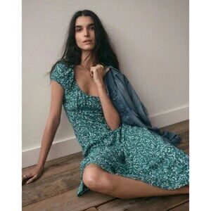 Madewell Womens Ruched Scoopneck Maxi Dress in Floral Green Size 0